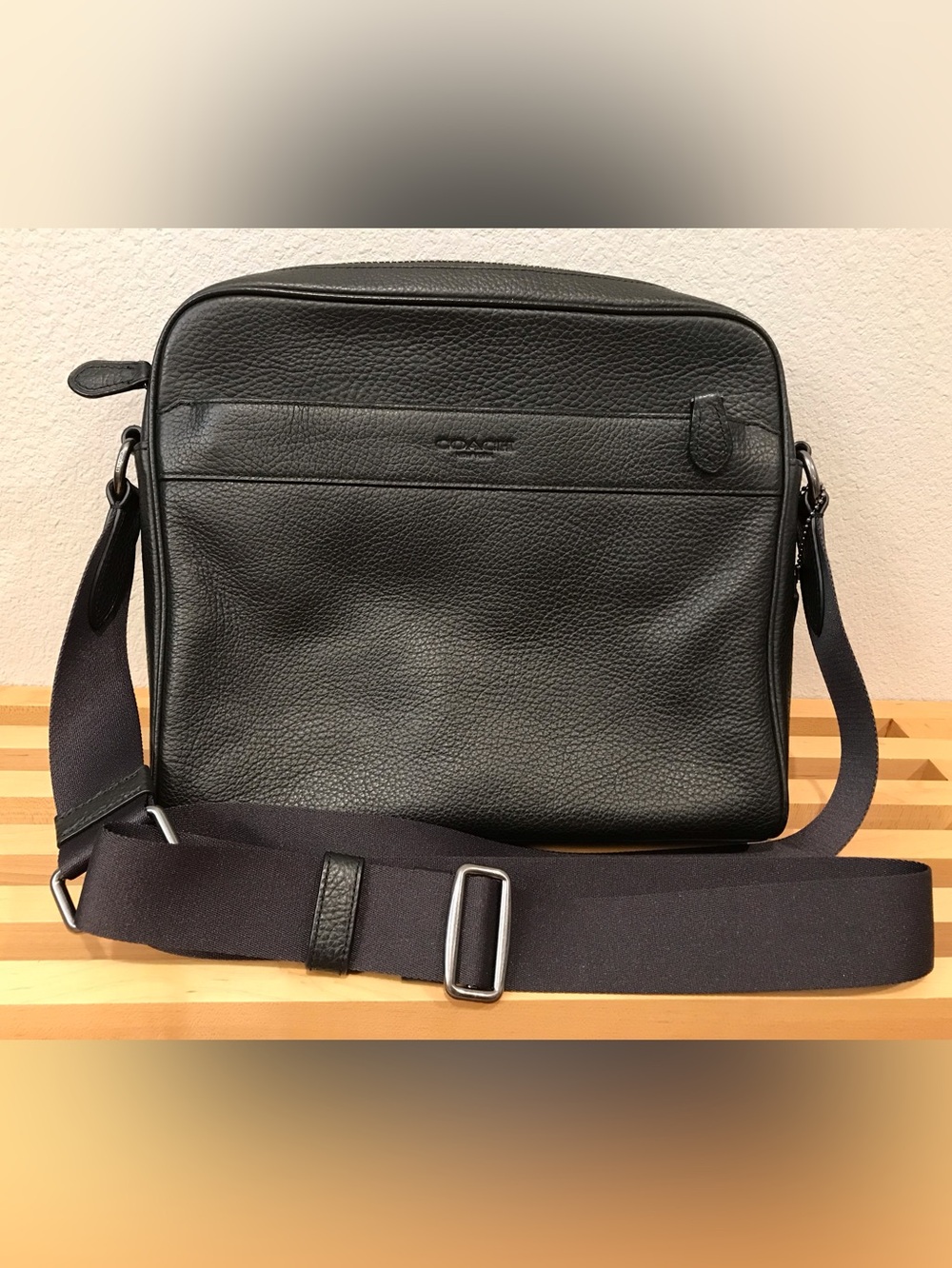 Coach Black Pebbled Leather Charles Camera Bag/Crossbody